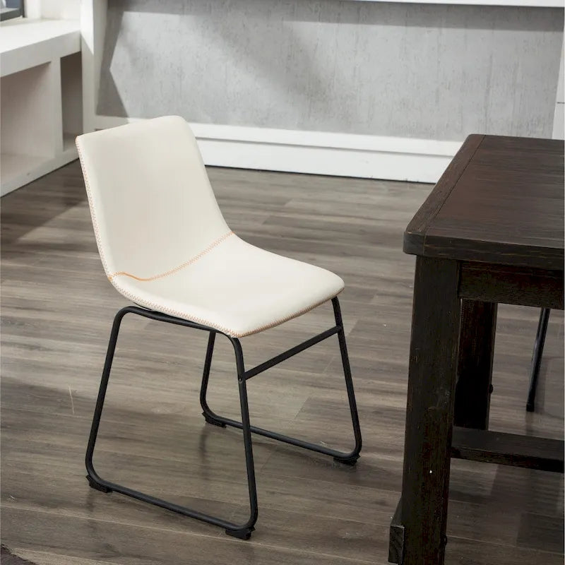Chaises de salle à manger sans accoudoirs en similicuir (Lot de 2)