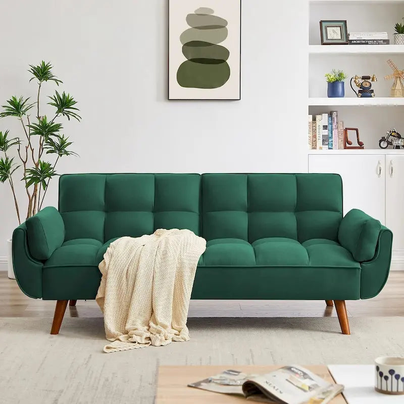Canapé-lit futon convertible avec dossier réglable et accoudoirs-oreillers