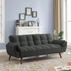 Canapé-lit futon convertible avec dossier réglable et accoudoirs-oreillers