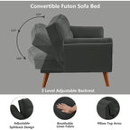 Canapé-lit futon convertible avec dossier réglable et accoudoirs-oreillers
