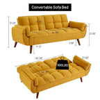 Canapé-lit futon convertible avec dossier réglable et accoudoirs-oreillers