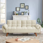 Canapé-lit futon convertible avec dossier réglable et accoudoirs-oreillers