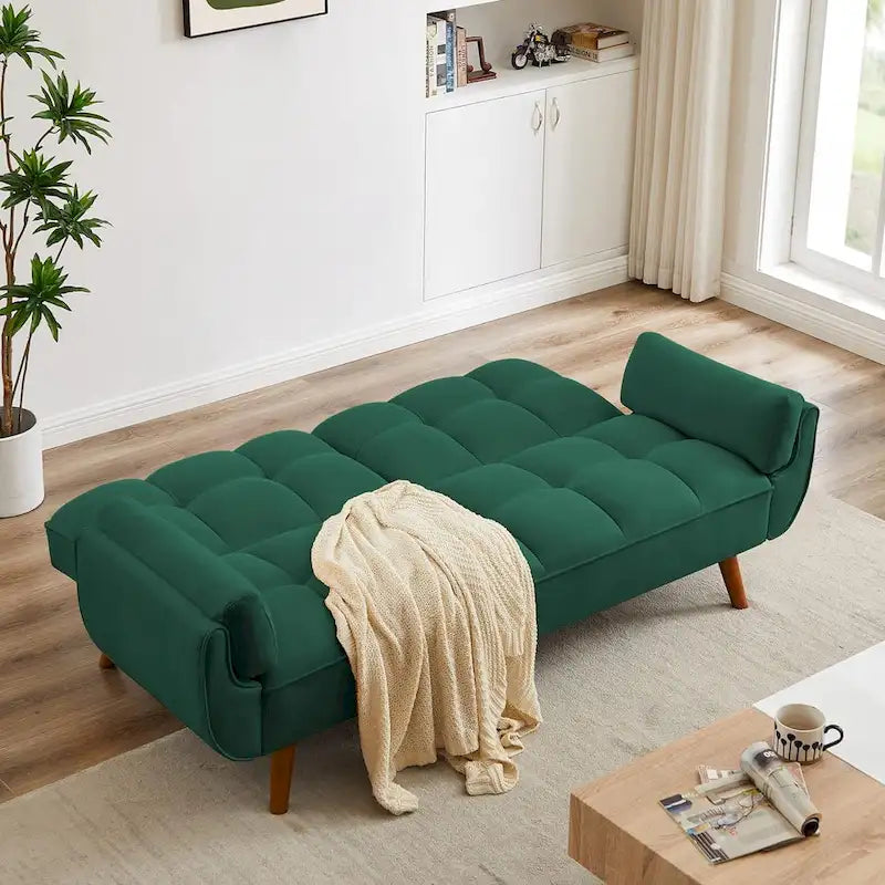 Canapé-lit futon convertible avec dossier réglable et accoudoirs-oreillers