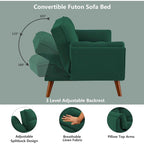 Canapé-lit futon convertible avec dossier réglable et accoudoirs-oreillers