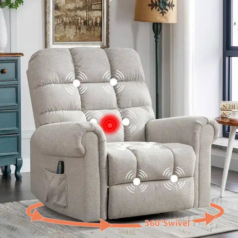 Fauteuil inclinable à bascule manuel avec assise large et fonction de massage