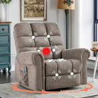 Fauteuil inclinable à bascule manuel avec assise large et fonction de massage