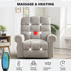 Fauteuil inclinable à bascule manuel avec assise large et fonction de massage
