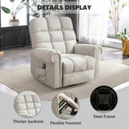 Fauteuil inclinable à bascule manuel avec assise large et fonction de massage