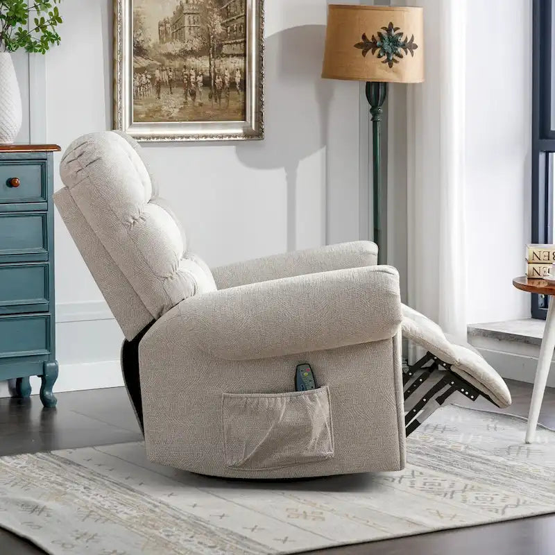 Fauteuil inclinable à bascule manuel avec assise large et fonction de massage