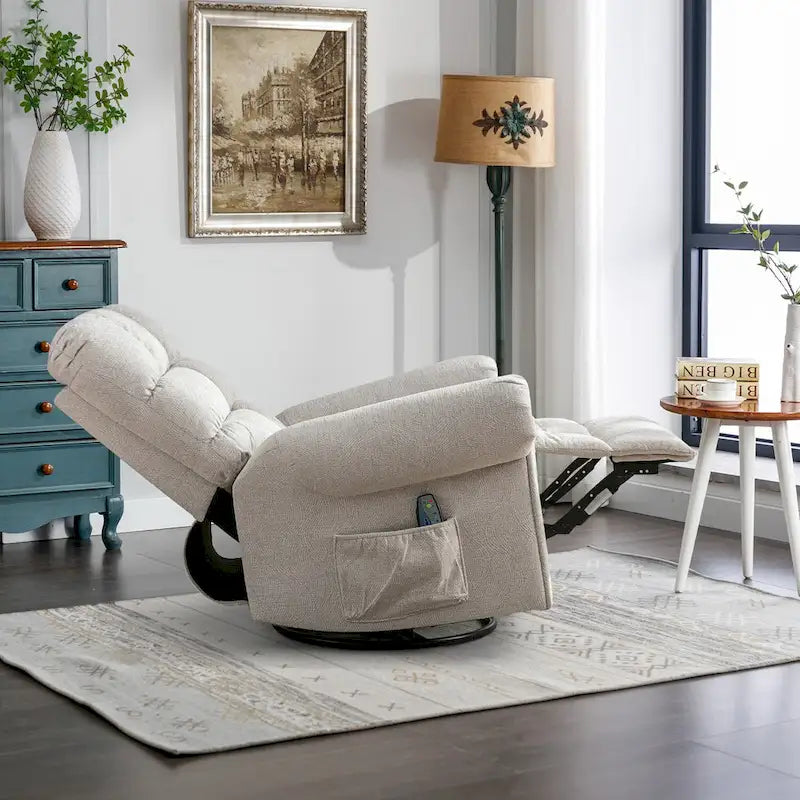 Fauteuil inclinable à bascule manuel avec assise large et fonction de massage