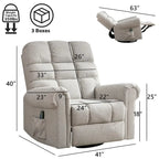 Fauteuil inclinable à bascule manuel avec assise large et fonction de massage
