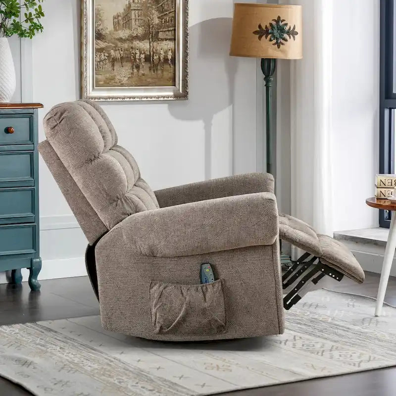 Fauteuil inclinable à bascule manuel avec assise large et fonction de massage