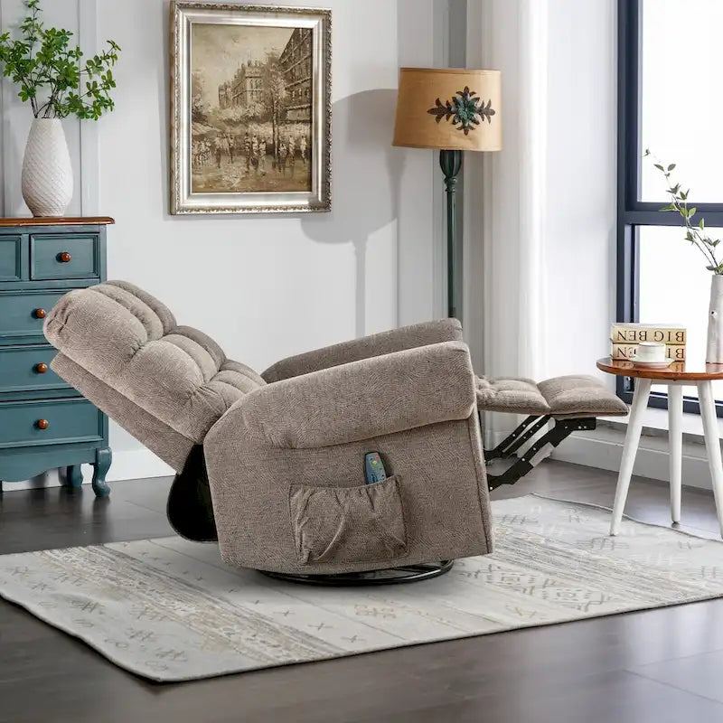 Fauteuil inclinable à bascule manuel avec assise large et fonction de massage