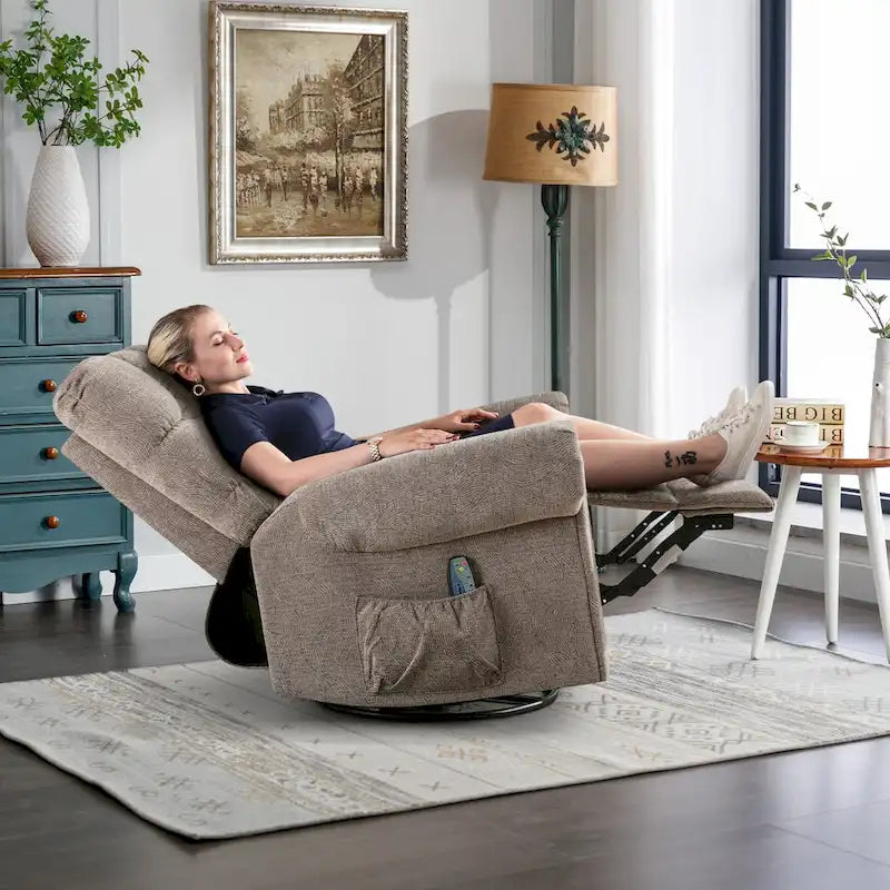 Fauteuil inclinable à bascule manuel avec assise large et fonction de massage