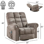 Fauteuil inclinable à bascule manuel avec assise large et fonction de massage