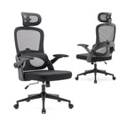 Chaise de bureau ergonomique à dossier haut pour personne de forte corpulence - Noir