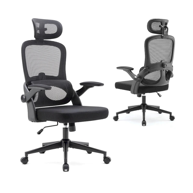 Chaise de bureau ergonomique à dossier haut pour personne de forte corpulence - Noir