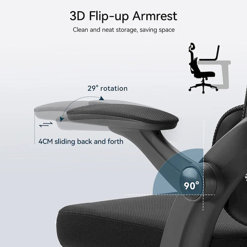 Chaise de bureau ergonomique à dossier haut pour personne de forte corpulence - Noir