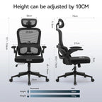 Chaise de bureau ergonomique à dossier haut pour personne de forte corpulence - Noir