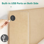 Cadre de lit plateforme Queen avec tiroirs de rangement et ports USB