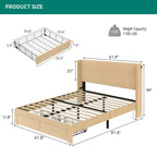 Cadre de lit plateforme Queen avec tiroirs de rangement et ports USB