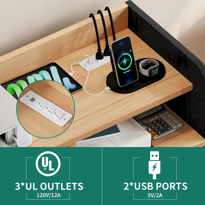 Meuble de rangement à roulettes 2 tiroirs avec support d'imprimante pour bureau à domicile