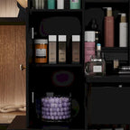 Coiffeuse avec miroir coulissant éclairé et tabouret – Étagères dissimulées – 33L x 15.7W x 52.4H