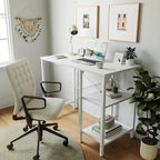 Bureau d'ordinateur de 35 pouces avec étagères de rangement et surface d'étude/d'écriture