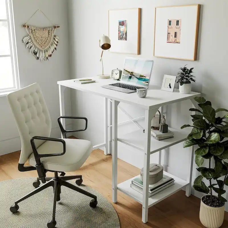 Bureau d'ordinateur de 35 pouces avec étagères de rangement et surface d'étude/d'écriture