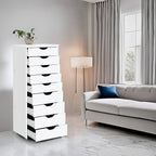 Commode étroite à 9 tiroirs avec étagère de rangement supérieure