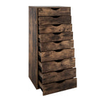 Commode étroite à 9 tiroirs avec étagère de rangement supérieure