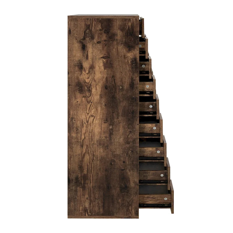 Commode étroite à 9 tiroirs avec étagère de rangement supérieure