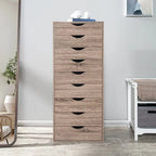 Commode étroite à 9 tiroirs avec étagère de rangement supérieure