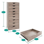Commode étroite à 9 tiroirs avec étagère de rangement supérieure