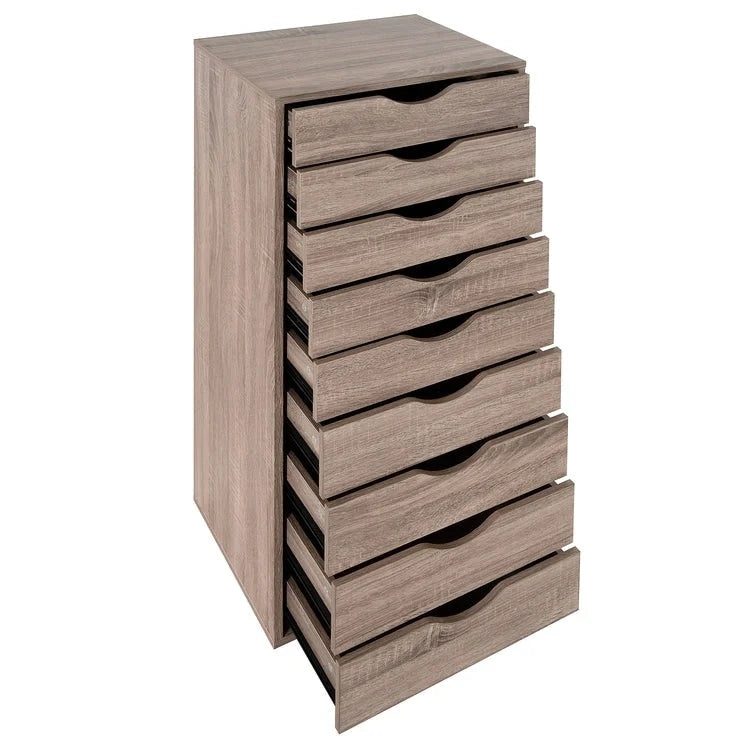 Commode étroite à 9 tiroirs avec étagère de rangement supérieure