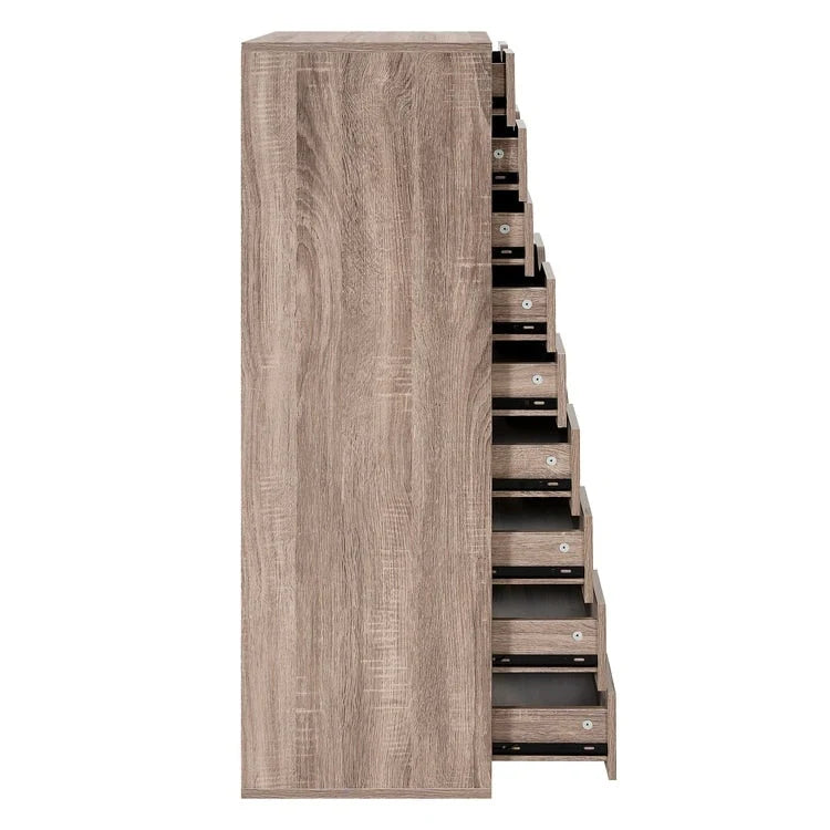 Commode étroite à 9 tiroirs avec étagère de rangement supérieure