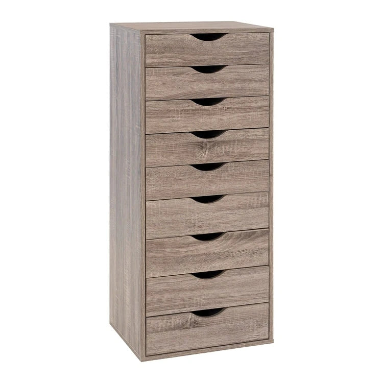 Commode étroite à 9 tiroirs avec étagère de rangement supérieure