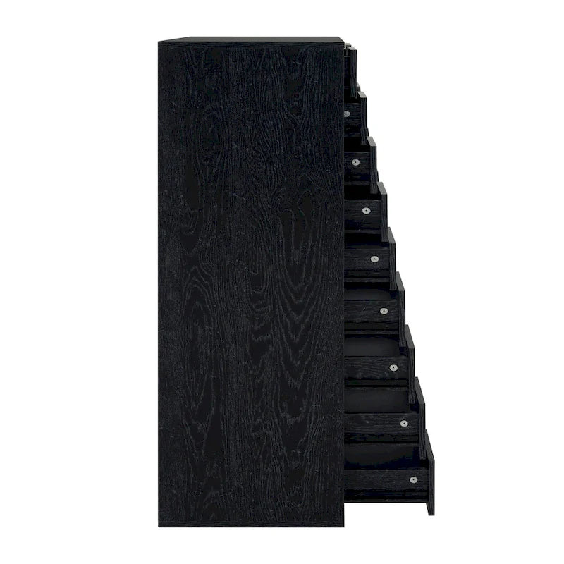 Commode étroite à 9 tiroirs avec étagère de rangement supérieure