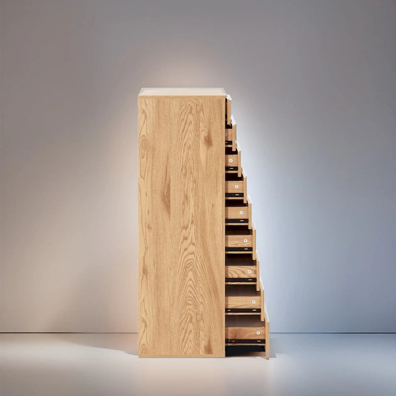 Commode étroite à 9 tiroirs avec étagère de rangement supérieure