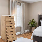 Commode étroite à 9 tiroirs avec étagère de rangement supérieure