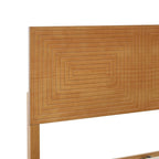 Lit plateforme moderne du milieu du siècle en bois massif avec tête de lit réglable en hauteur