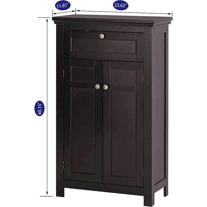 Meuble de salle de bain autoportant avec portes et étagères réglables, blanc