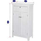 Meuble de salle de bain autoportant avec portes et étagères réglables, blanc