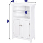 Meuble de salle de bain autoportant avec portes et étagères réglables, blanc