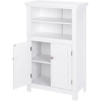 Meuble de salle de bain autoportant avec portes et étagères réglables, blanc