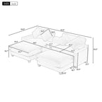 Canapé d'angle avec poufs amovibles, ports USB, porte-gobelets et rangements