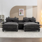 Canapé d'angle avec poufs amovibles, ports USB, porte-gobelets et rangements