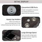 Canapé d'angle avec poufs amovibles, ports USB, porte-gobelets et rangements
