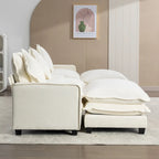Canapé d'angle avec poufs amovibles, ports USB, porte-gobelets et rangements