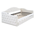Lit de repos rembourré jumeau avec lit gigogne et ports de charge, beige
